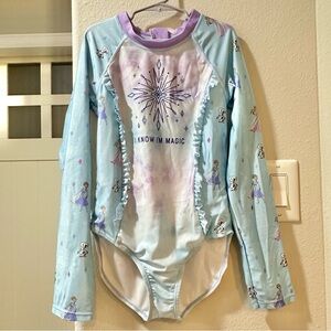 Disney Princess Frozen One Piece Swimsuit Rashguard Bathing Suit